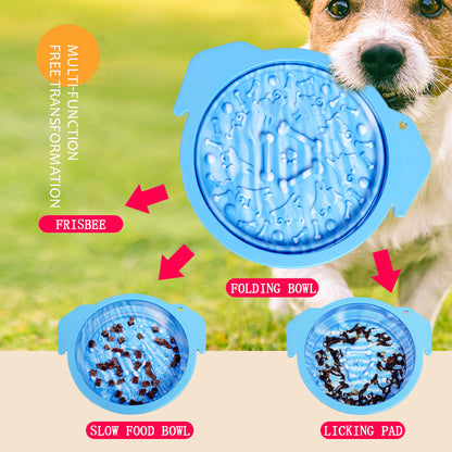 Portable Dog Silicone Folding Bowl and Licking Pad