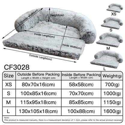 Large Fluffy Sofa Bed with Zipper For Dogs