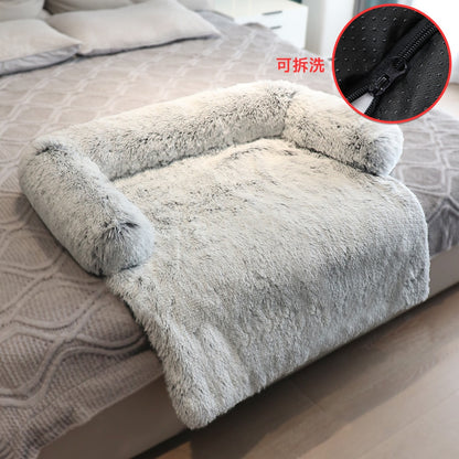 Large Fluffy Sofa Bed with Zipper For Dogs