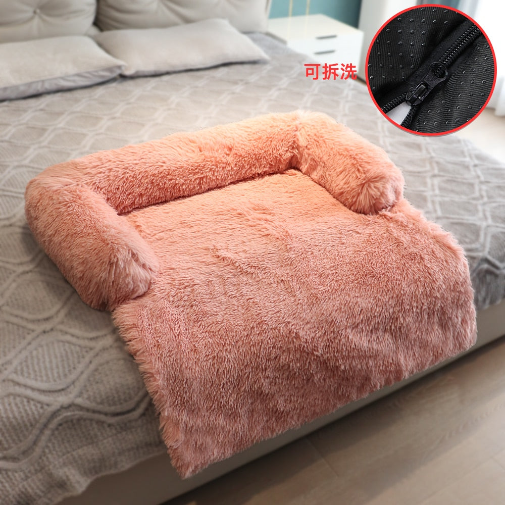 Large Fluffy Sofa Bed with Zipper For Dogs