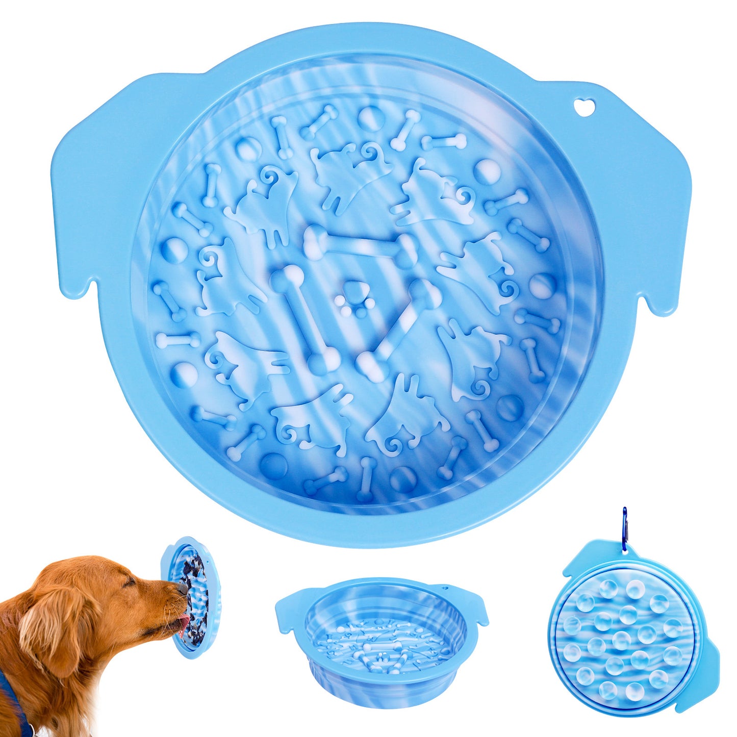 Portable Dog Silicone Folding Bowl and Licking Pad